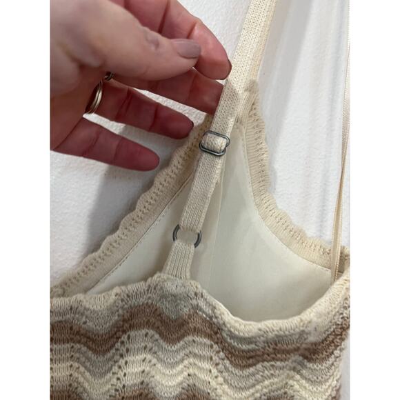 Hollister Crochet Knit Neutral Chevron Boho Festival Midi Dress Size XS - Picture 7 of 11